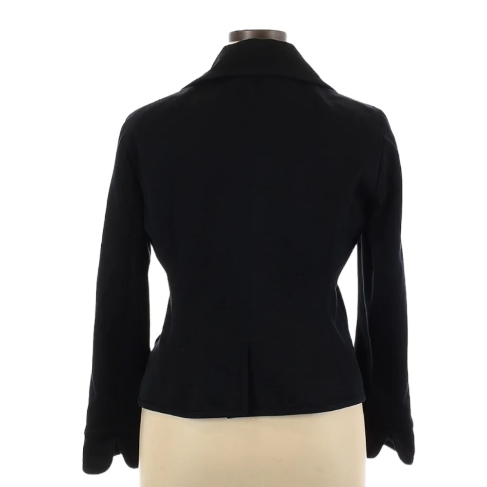 Talbots Black Pea Coat Double Breasted Textured Ridged Fully Lined Size 14 - Picture 3 of 14